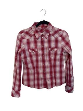 Esprit Vintage Western Plaid Embroidered Pearl Snap Shirt